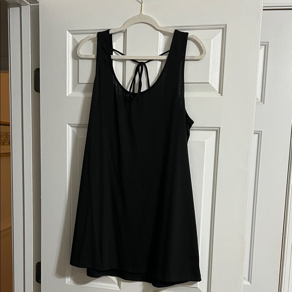 Xhilaration Black and Blue Low Back Tie Back Tassel Swimsuit Cover Up Size Large